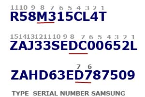 Formats des numéros de série Samsung