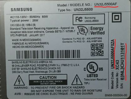 Label d'information sur les téléviseurs Samsung