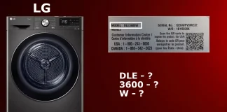 Numéro de modèle du sèche-linge LG, explication du décodage