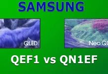 TV Samsung QN1EF vs QEF1 — Gamme 2025