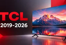 Gamme de téléviseurs TCL par année, de 2019 à 2026