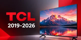 Gamme de téléviseurs TCL par année, de 2019 à 2026